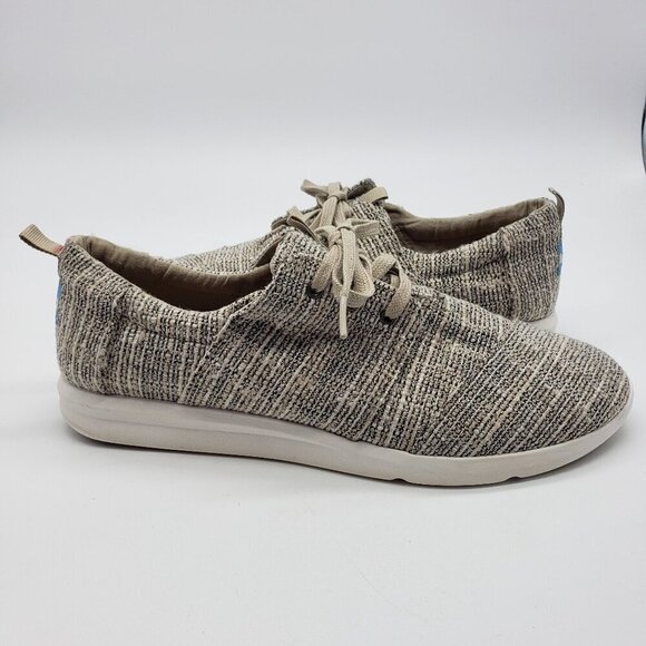 TOMS Del Rey Shoe Womens US 12 Oxford lace up tan multicolor canvas rubber - Picture 1 of 12